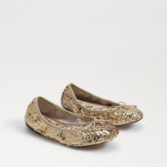 Gold Sequin Sam Edelman Kids' Felicia Ballet Flat - 11C - Picture 1 of 4